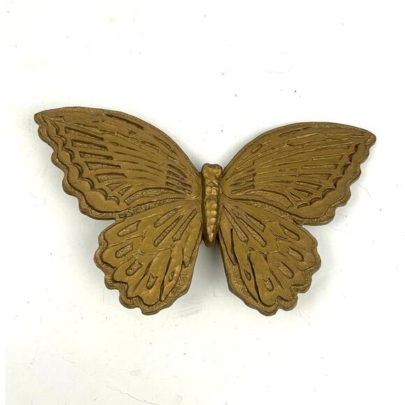 VTG Homco Gold Plastic Butterfly Wall Hanging 1970s 6" Wide - Picture 10 of 12
